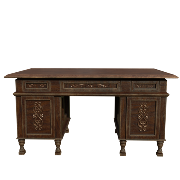 3D oluşturulmuş klasik vintage masa şeffaf arkaplanda izole edildi