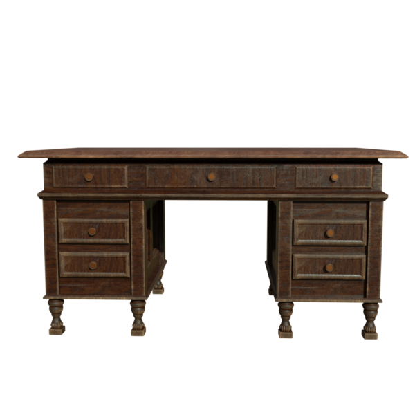 3D oluşturulmuş klasik vintage masa şeffaf arkaplanda izole edildi