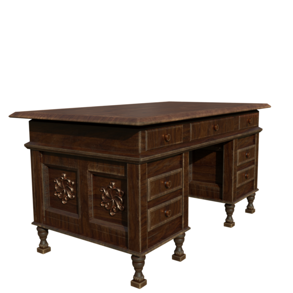 3D oluşturulmuş klasik vintage masa şeffaf arkaplanda izole edildi