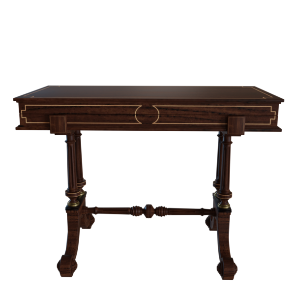 3D oluşturulmuş klasik vintage masa şeffaf arkaplanda izole edildi