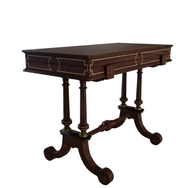 3D oluşturulmuş klasik vintage masa şeffaf arkaplanda izole edildi