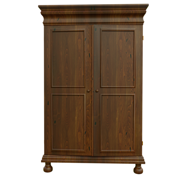 Üç boyutlu ahşap gardırop şeffaf arkaplanda izole edildi