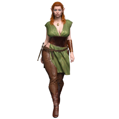 3 boyutlu, şehvetli kadın elf, şeffaf arka planda izole edilmiş.