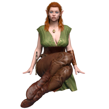 3 boyutlu, şehvetli kadın elf, şeffaf arka planda izole edilmiş.