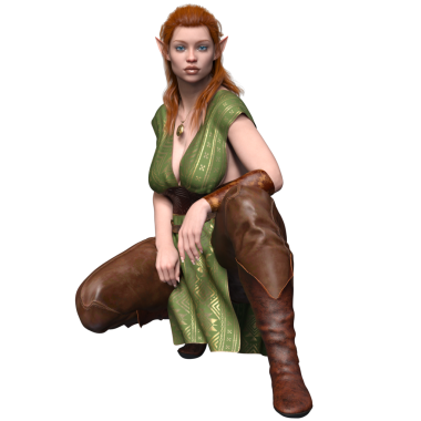 3 boyutlu, şehvetli kadın elf, şeffaf arka planda izole edilmiş.