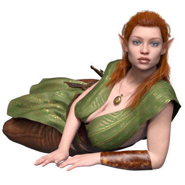 3 boyutlu, şehvetli kadın elf, şeffaf arka planda izole edilmiş.