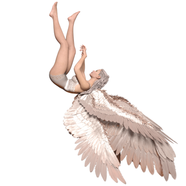 3D yaratılmış kadın fantezi melek şeffaf arka planda izole