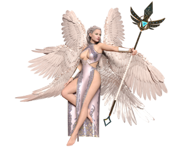 3D yaratılmış kadın fantezi melek şeffaf arka planda izole
