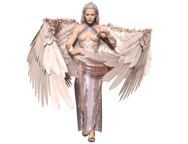 3D yaratılmış kadın fantezi melek şeffaf arka planda izole