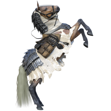 3 boyutlu zırhlı şövalye atı şeffaf arka planda izole edilmiş.