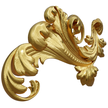 Şeffaf arkaplanda izole edilmiş 3D altın süs