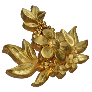 Şeffaf arkaplanda izole edilmiş 3D altın süs