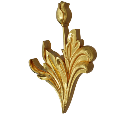 Şeffaf arkaplanda izole edilmiş 3D altın süs