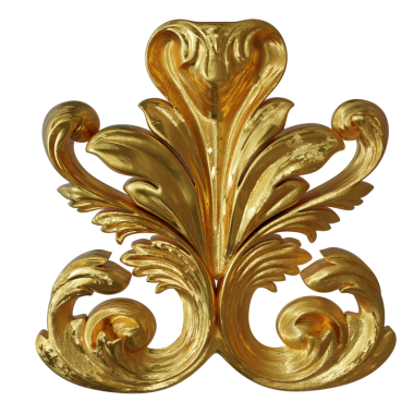 Şeffaf arkaplanda izole edilmiş 3D altın süs