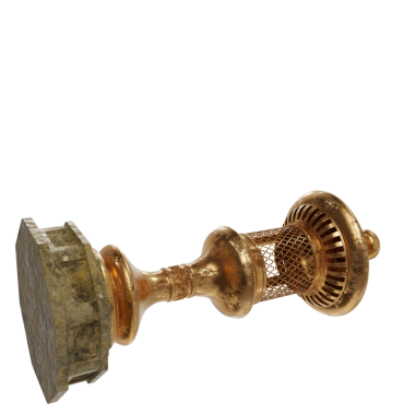 3D, saydam arkaplanda izole edilmiş antik altın fener.