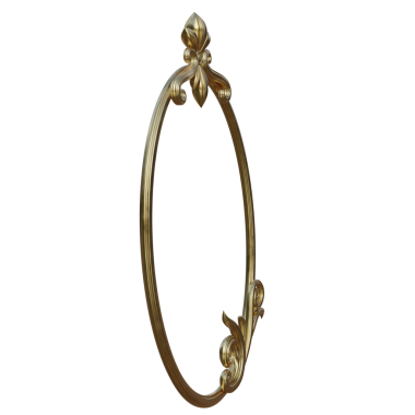 3D oluşturulmuş altın oval çerçeve şeffaf arkaplanda izole edildi
