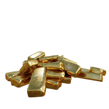 Şeffaf arkaplanda izole edilmiş 3D işlenmiş altın çubukları