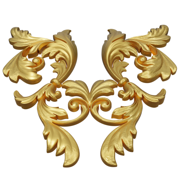 Şeffaf arkaplanda izole edilmiş 3D altın süs