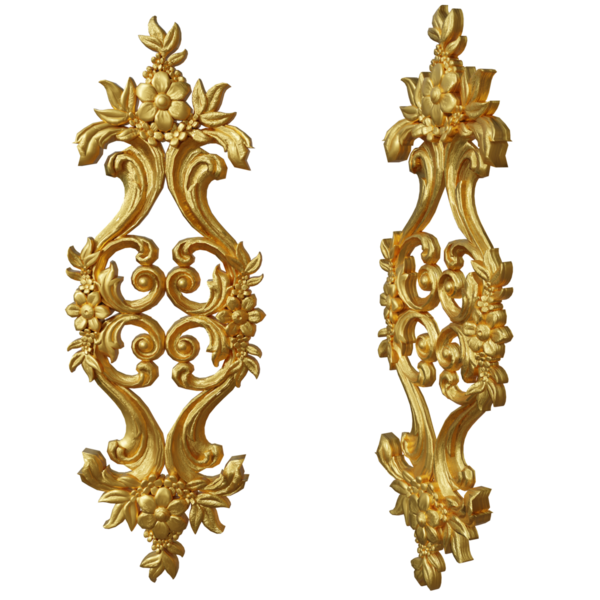 Şeffaf arkaplanda izole edilmiş 3D altın süs