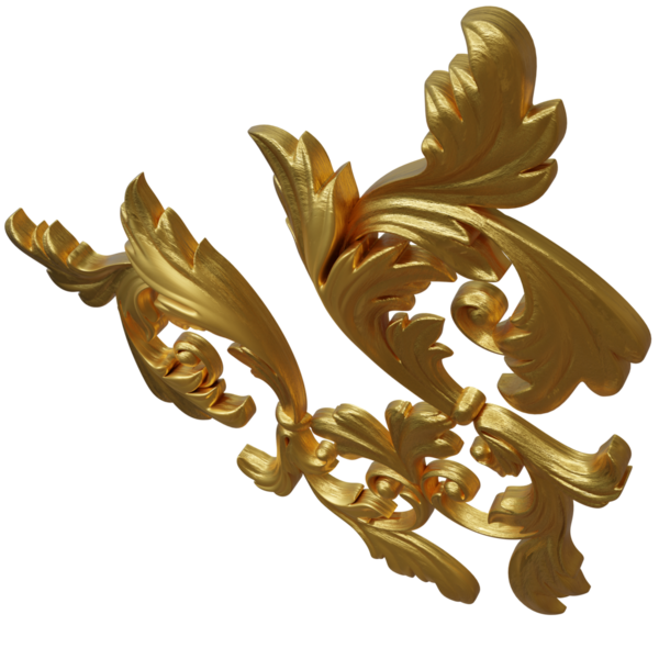 Şeffaf arkaplanda izole edilmiş 3D altın süs