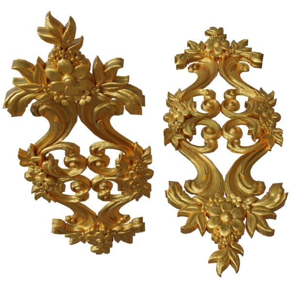 Şeffaf arkaplanda izole edilmiş 3D altın süs