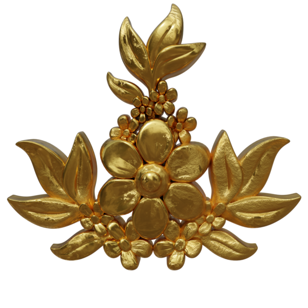 Şeffaf arkaplanda izole edilmiş 3D altın süs