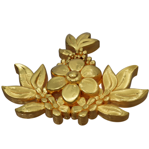 Şeffaf arkaplanda izole edilmiş 3D altın süs