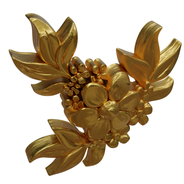 Şeffaf arkaplanda izole edilmiş 3D altın süs