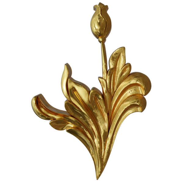 Şeffaf arkaplanda izole edilmiş 3D altın süs