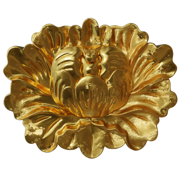 Şeffaf arkaplanda izole edilmiş 3D altın süs