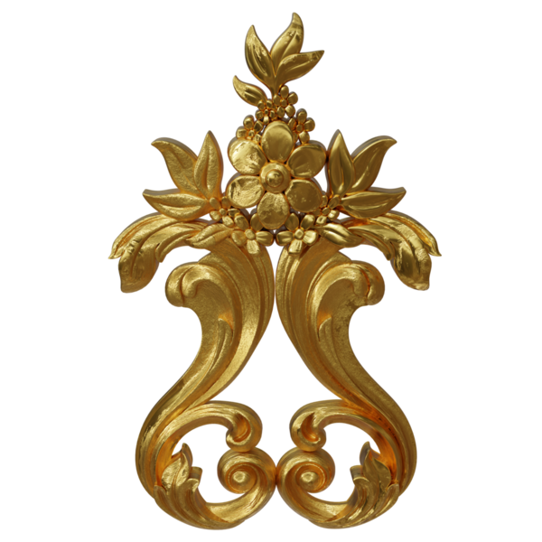 Şeffaf arkaplanda izole edilmiş 3D altın süs