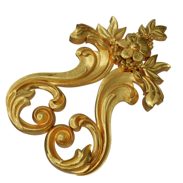 Şeffaf arkaplanda izole edilmiş 3D altın süs