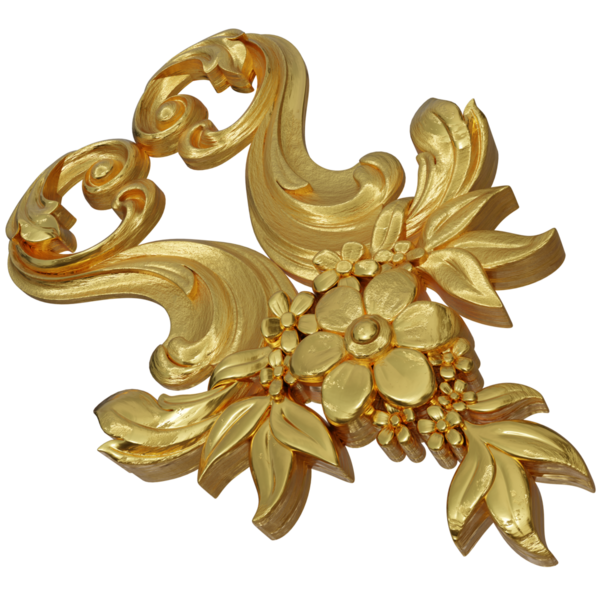 Şeffaf arkaplanda izole edilmiş 3D altın süs