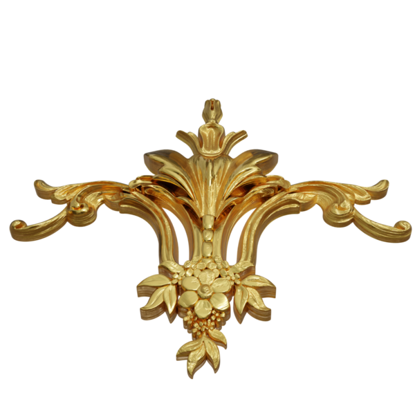 Şeffaf arkaplanda izole edilmiş 3D altın süs