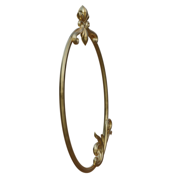 3D oluşturulmuş altın oval çerçeve şeffaf arkaplanda izole edildi