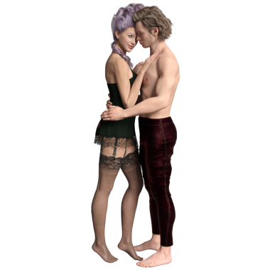 Çan çağından kalma romantik bir çift, şeffaf arka planda izole edilmiş. 