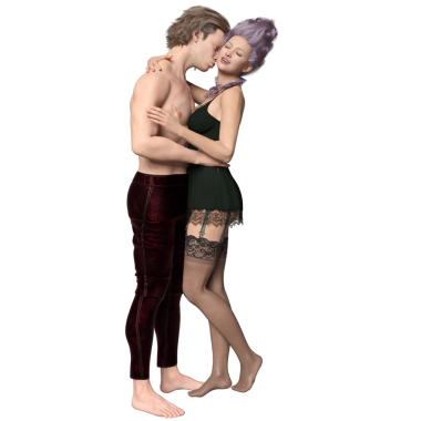 Çan çağından kalma romantik bir çift, şeffaf arka planda izole edilmiş. 