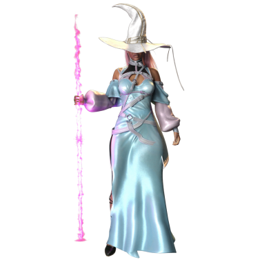 3D, saydam arka planda izole edilmiş parlak bir cadı olarak fantezi kadın karakter