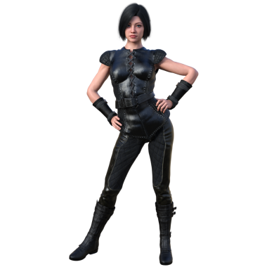 3D yaratılmış orta çağ kadın karakteri şeffaf arka planda izole edilmiş.