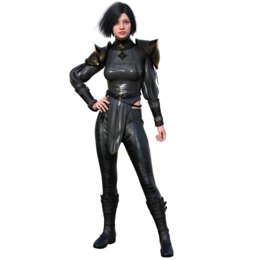 3D yaratılmış orta çağ kadın karakteri şeffaf arka planda izole edilmiş.