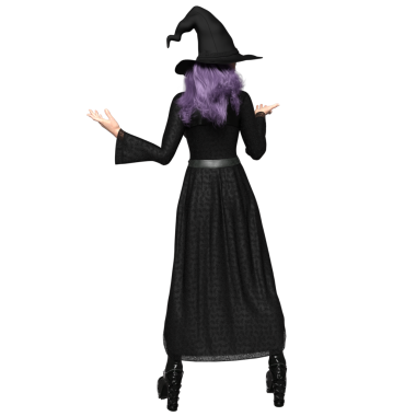 3D, şeffaf arkaplanda izole edilmiş koyu renkli gotik rahat cadı.