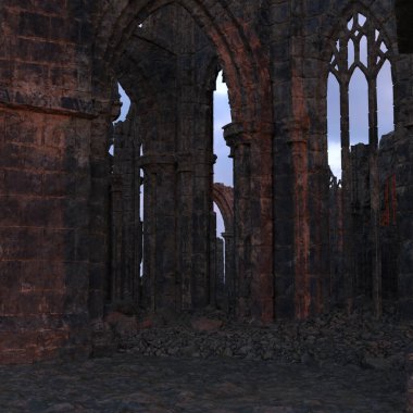 3D, çıplak bir arazide bir şatodan hayali gotik kalıntılar yarattı. 