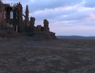 3D, çıplak bir arazide bir şatodan hayali gotik kalıntılar yarattı. 