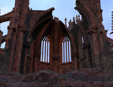 3D, çıplak bir arazide bir şatodan hayali gotik kalıntılar yarattı. 