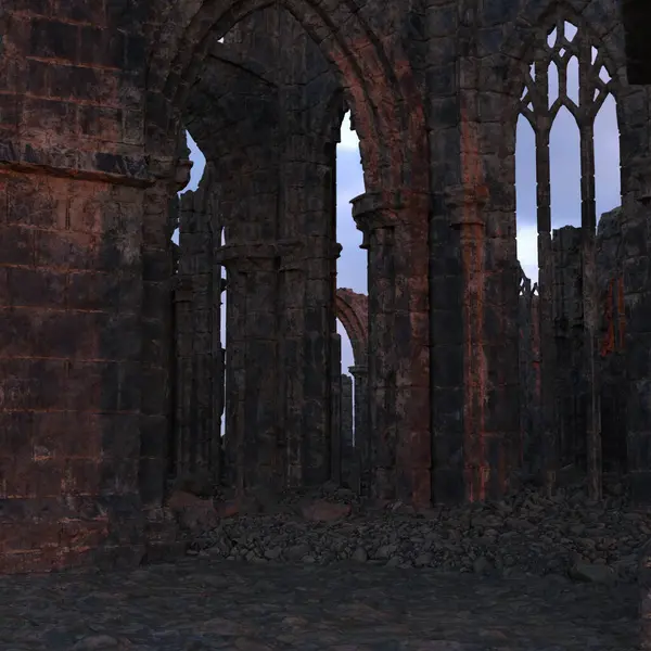 3D, çıplak bir arazide bir şatodan hayali gotik kalıntılar yarattı. 