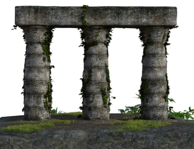 Saydam arkaplanda izole edilmiş 3 boyutlu fantezi sütunları