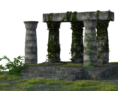 Saydam arkaplanda izole edilmiş 3 boyutlu fantezi sütunları