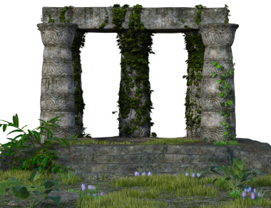 Saydam arkaplanda izole edilmiş 3 boyutlu fantezi sütunları