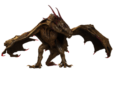 Saydam arkaplanda 3 boyutlu izole edilmiş görkemli ejderha.