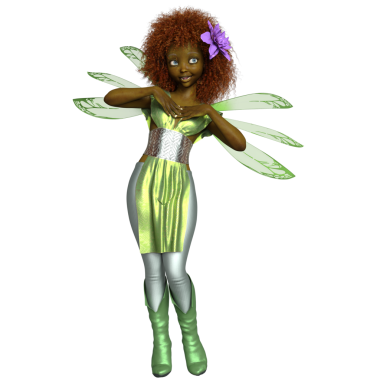 3 boyutlu, şeffaf arkaplanda izole edilmiş sevimli küçük peri.